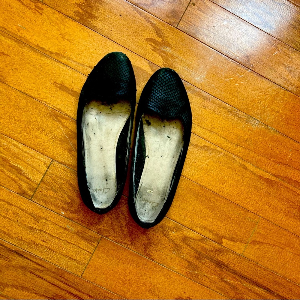 Snakeskin finish ballet flats